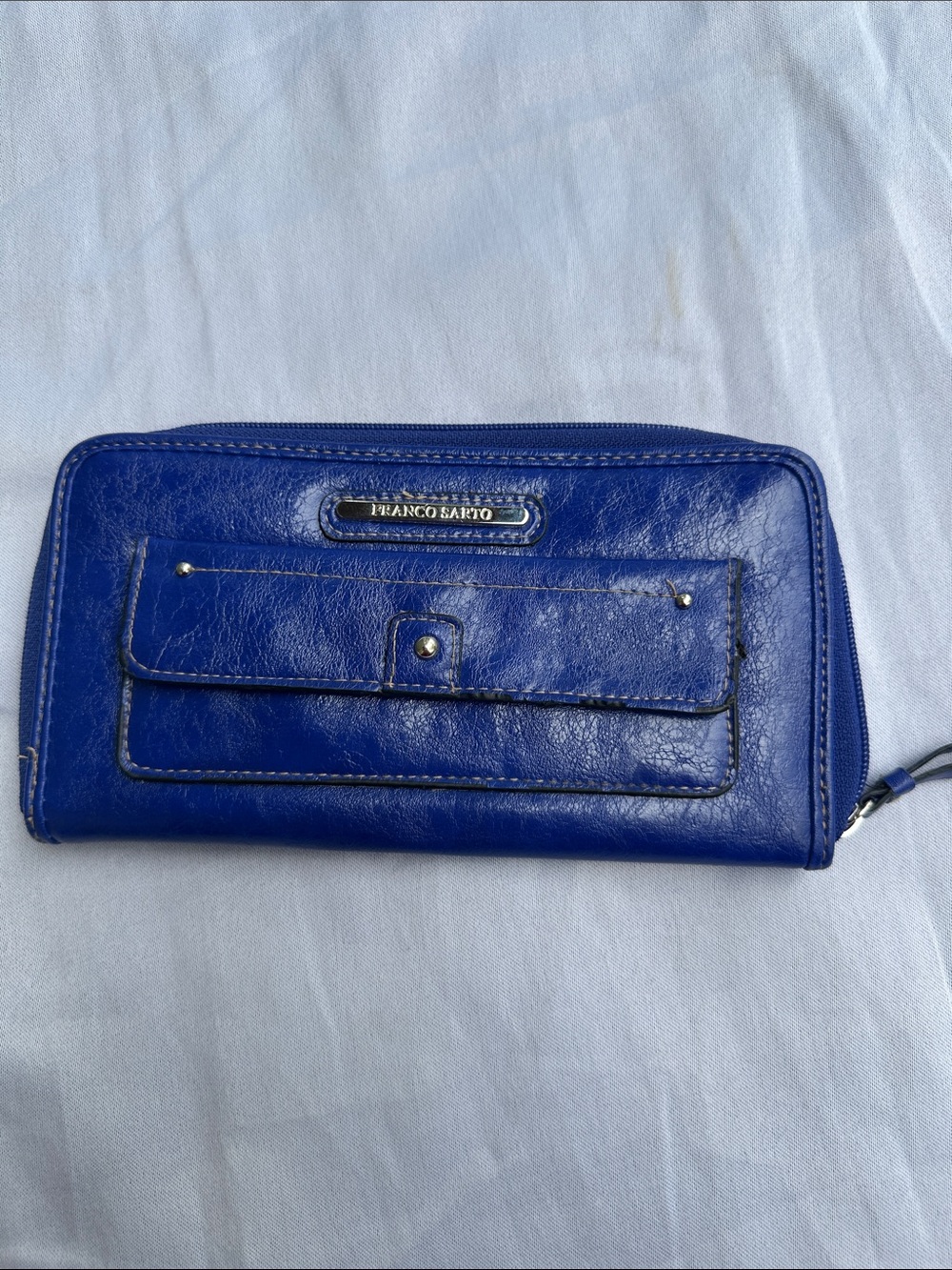 Franco Sarto Royal Blue Quilted-Look Zip Wallet